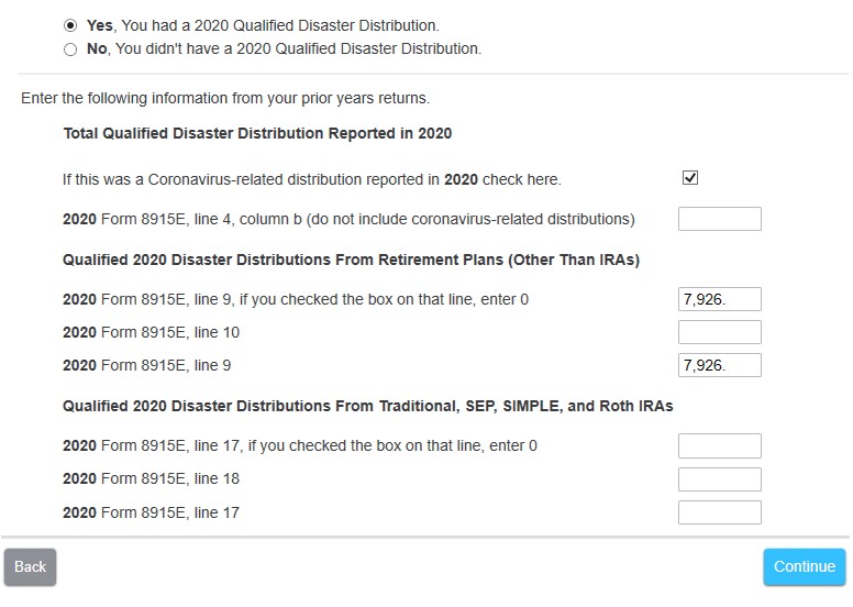 When will the 2021 8915f form be available on Turbo Tax to efile